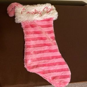 Country Girl Pink Striped Christmas Stocking